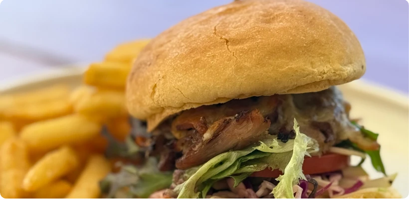 Spreyton Beef Burger with chips