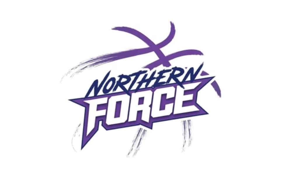 Northern Force in bold, stylised purple text with basketball lines in the background.
